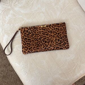 Leopard Print Haircalf Clutch - Brown & Black